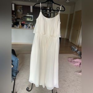 Revelry MIDI Layla Convertible Chiffon Bridesmaid Dress Size 8 Color Sand 905